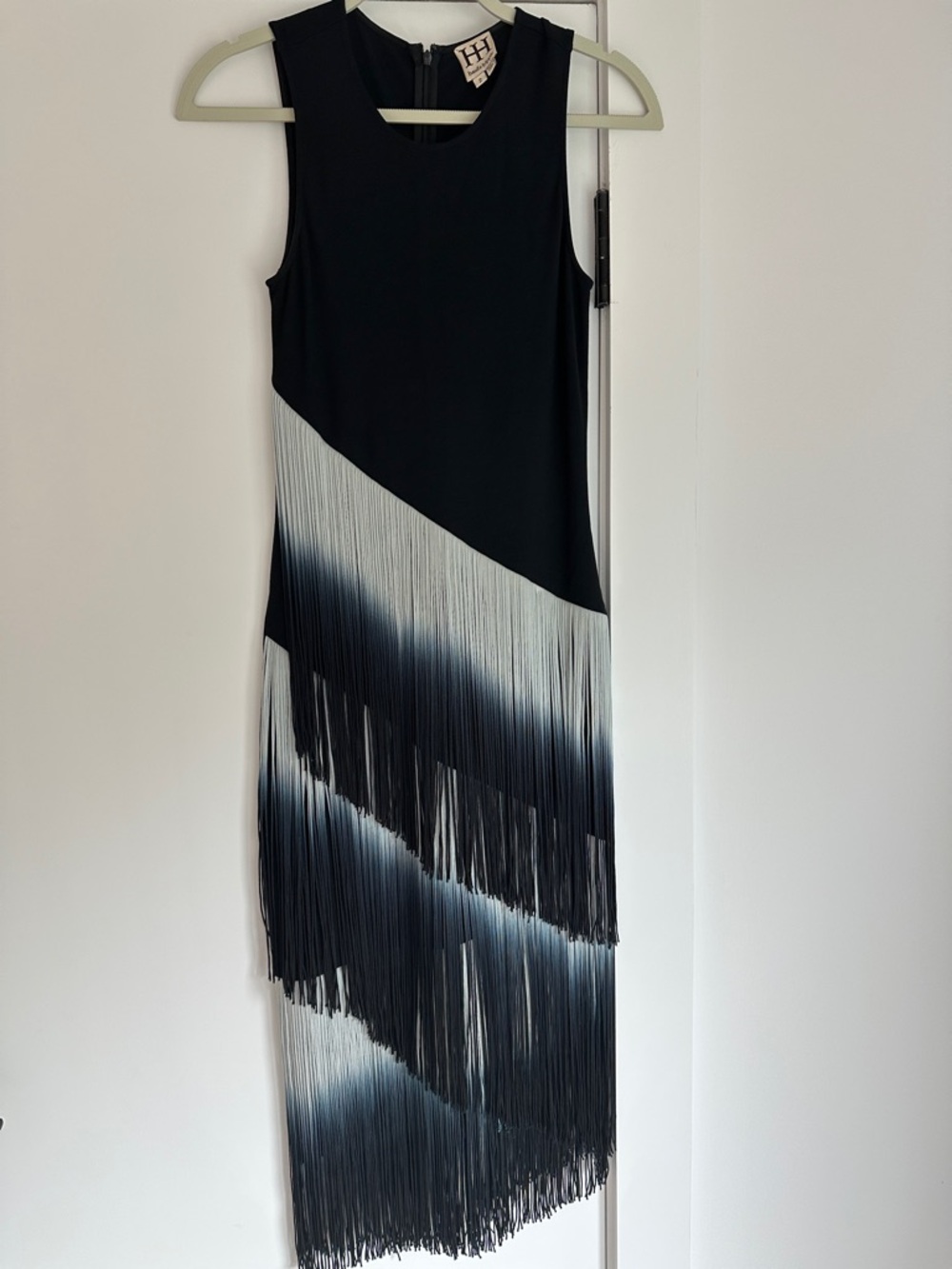 Haute Hippie Black and White Fringe Maxi Dress